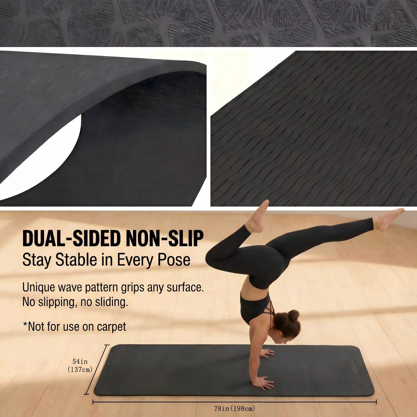 Hapbear Premium TPE Non Slip Yoga Mat With Carry Bag