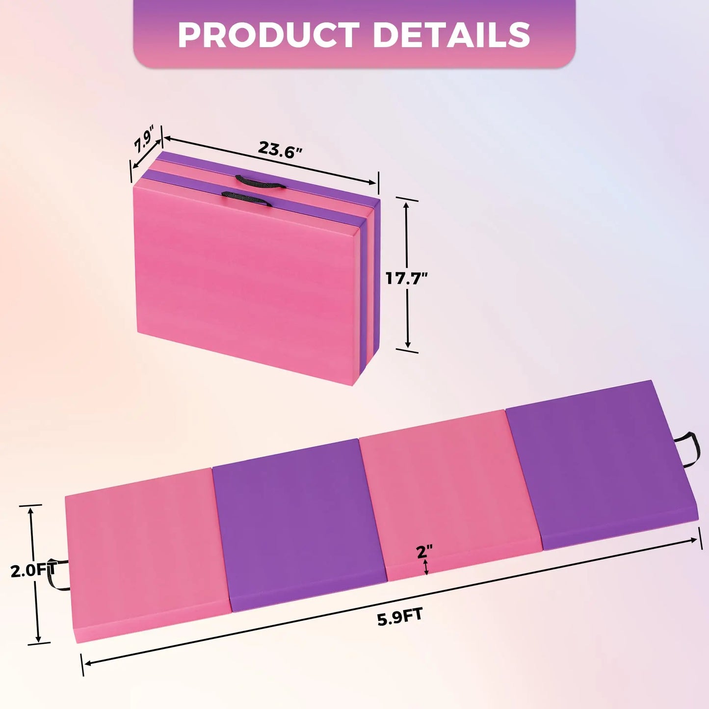 HiMISS Foldable Gymnastics Exercise Mat With Thick High Density Foam