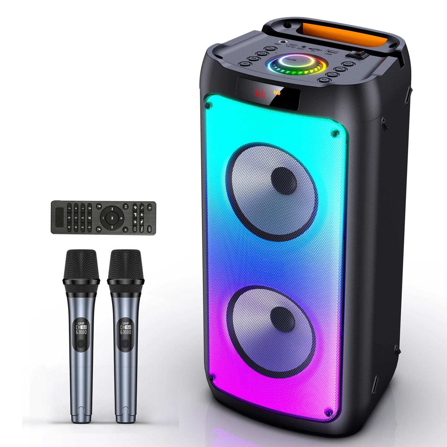 FanFun Bluetooth Karaoke Speaker System With LED Lights Remote Control