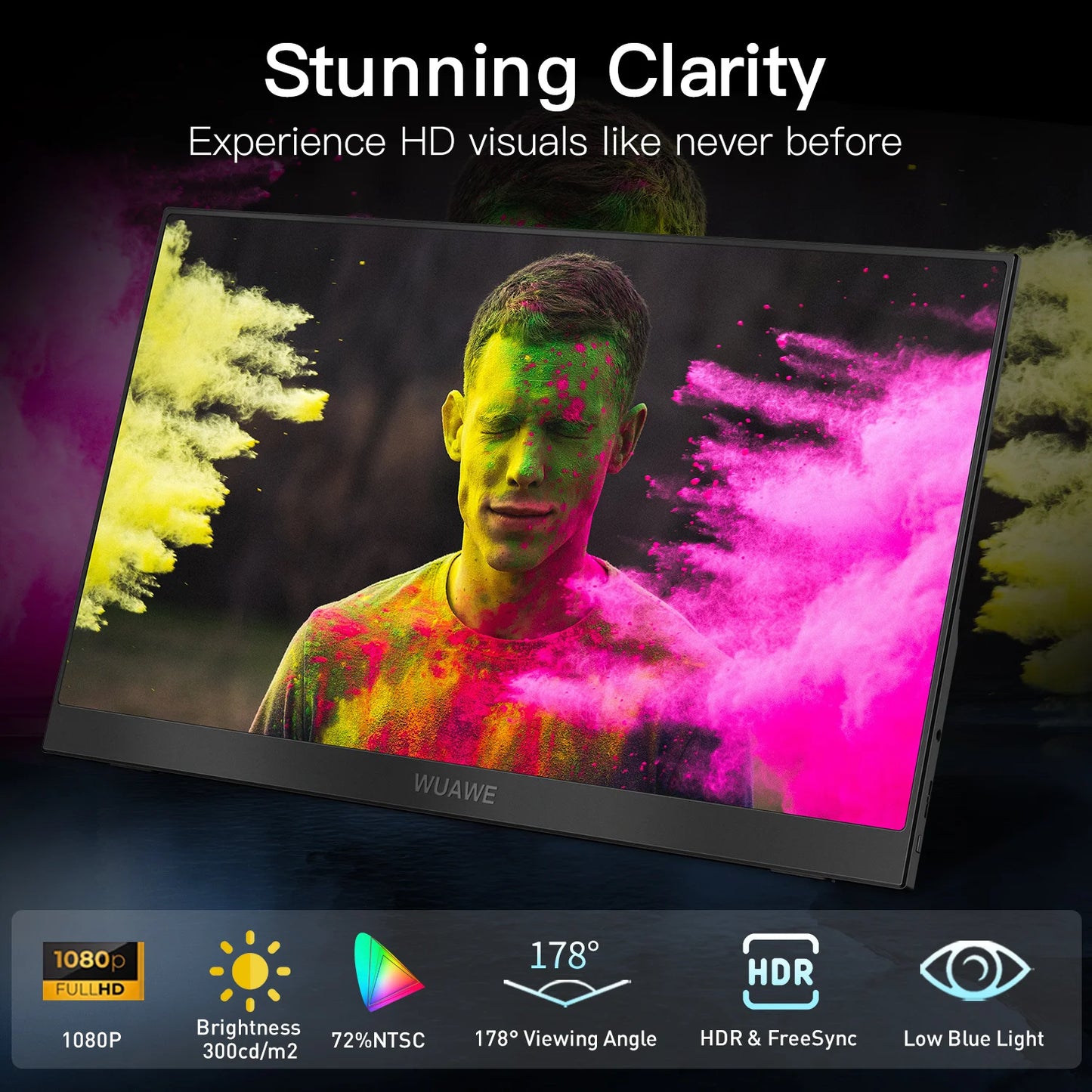 WUAWE Portable Monitor 1080P USB C HDMI External Second Screen