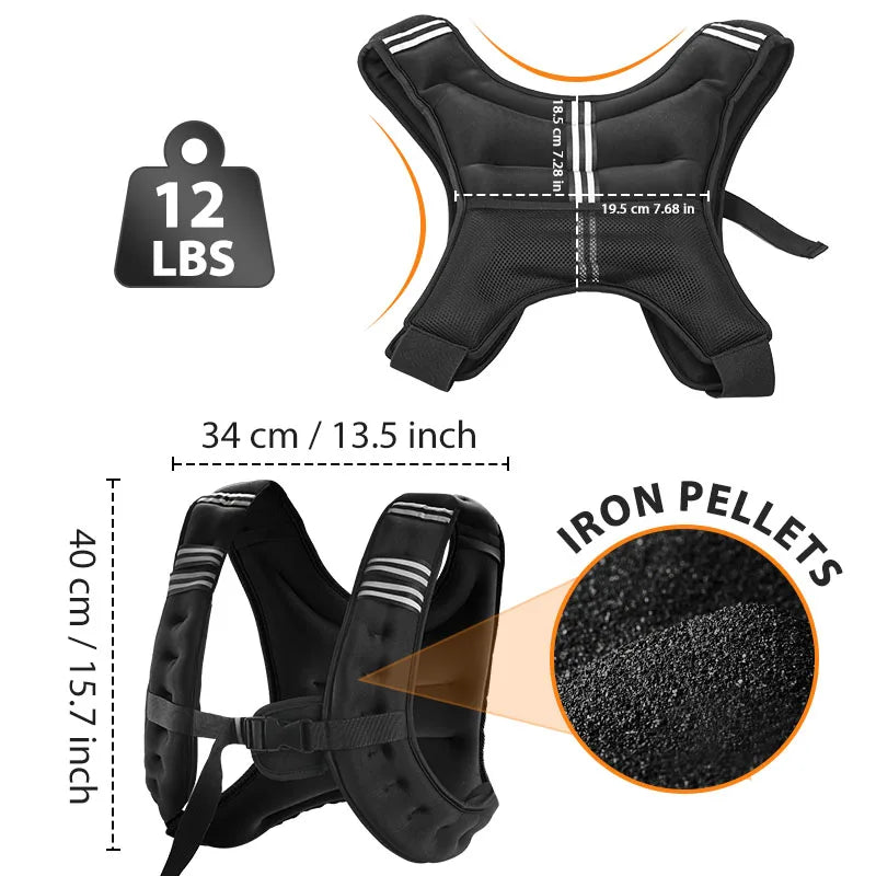 Weight Vest With Reflective Stripe For Strength Training Running Fitness