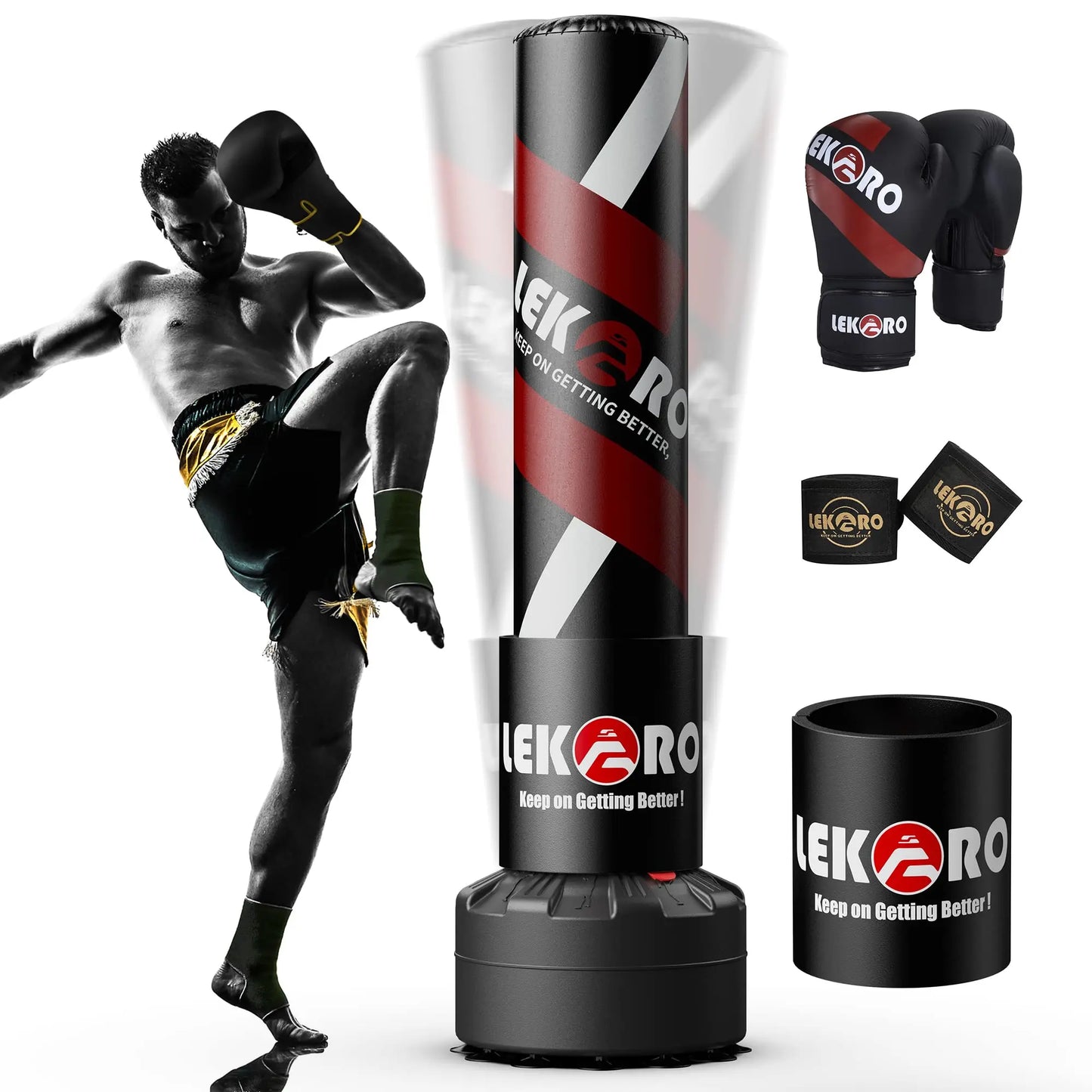 Lekaro Standing Boxing Post Sandbag With Suction Cup And Gloves