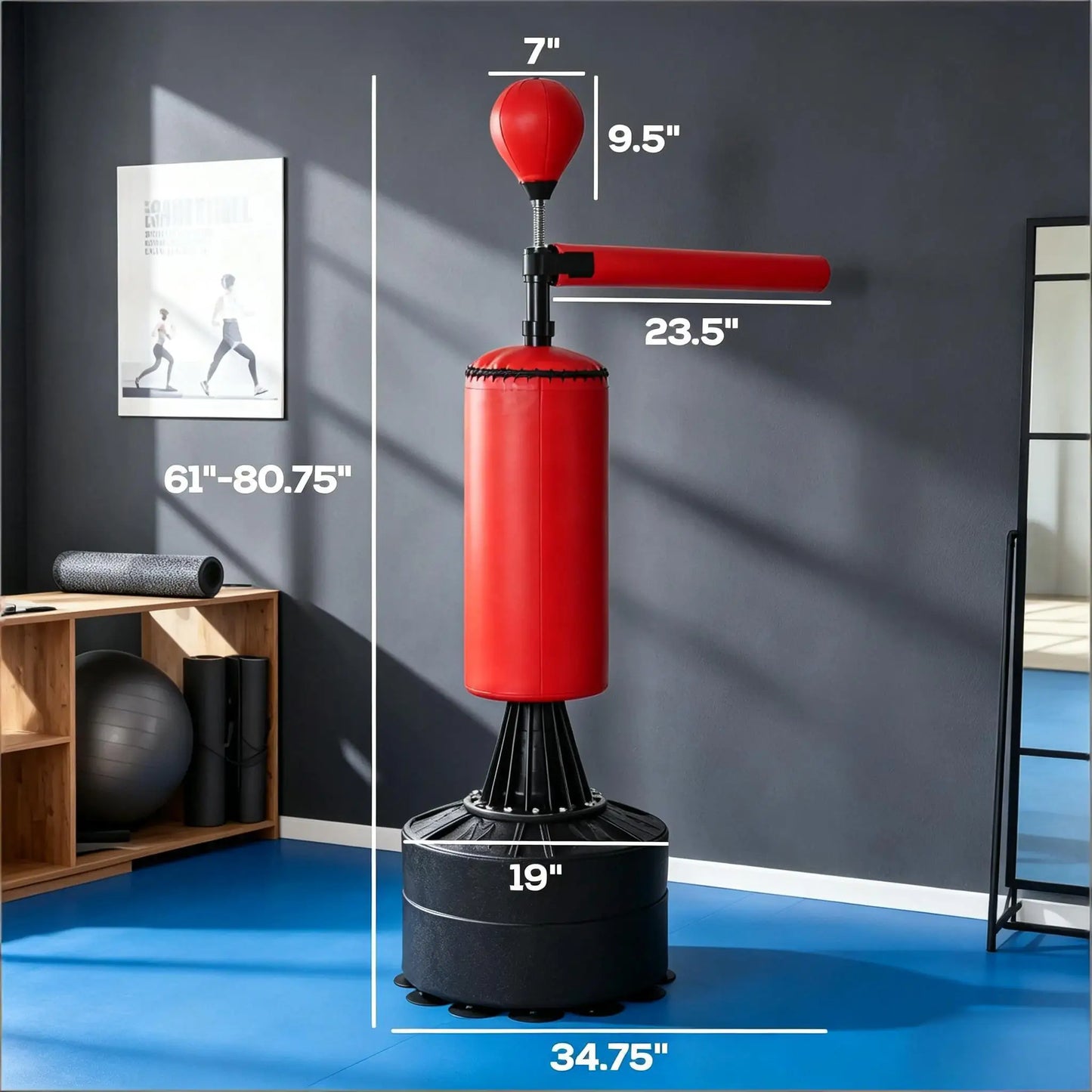 Freestanding Rotating Punching Bag With Speed Ball And Gloves