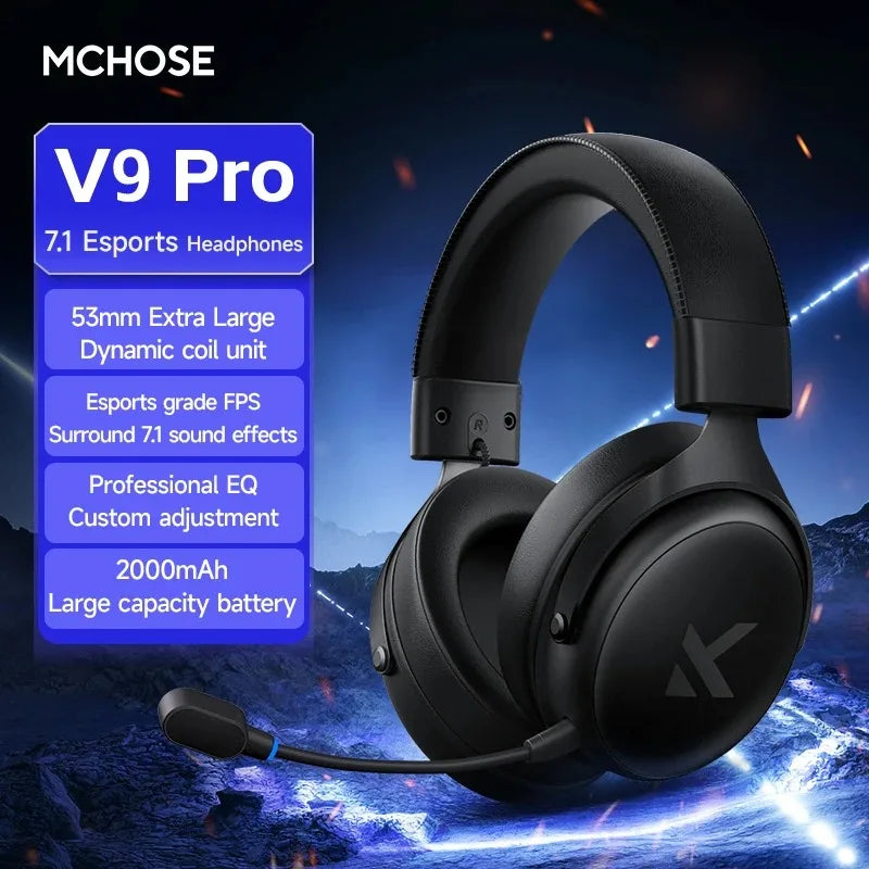 MCHOSE V9 Pro Wireless Gaming Headset Surround Sound Noise Canceling