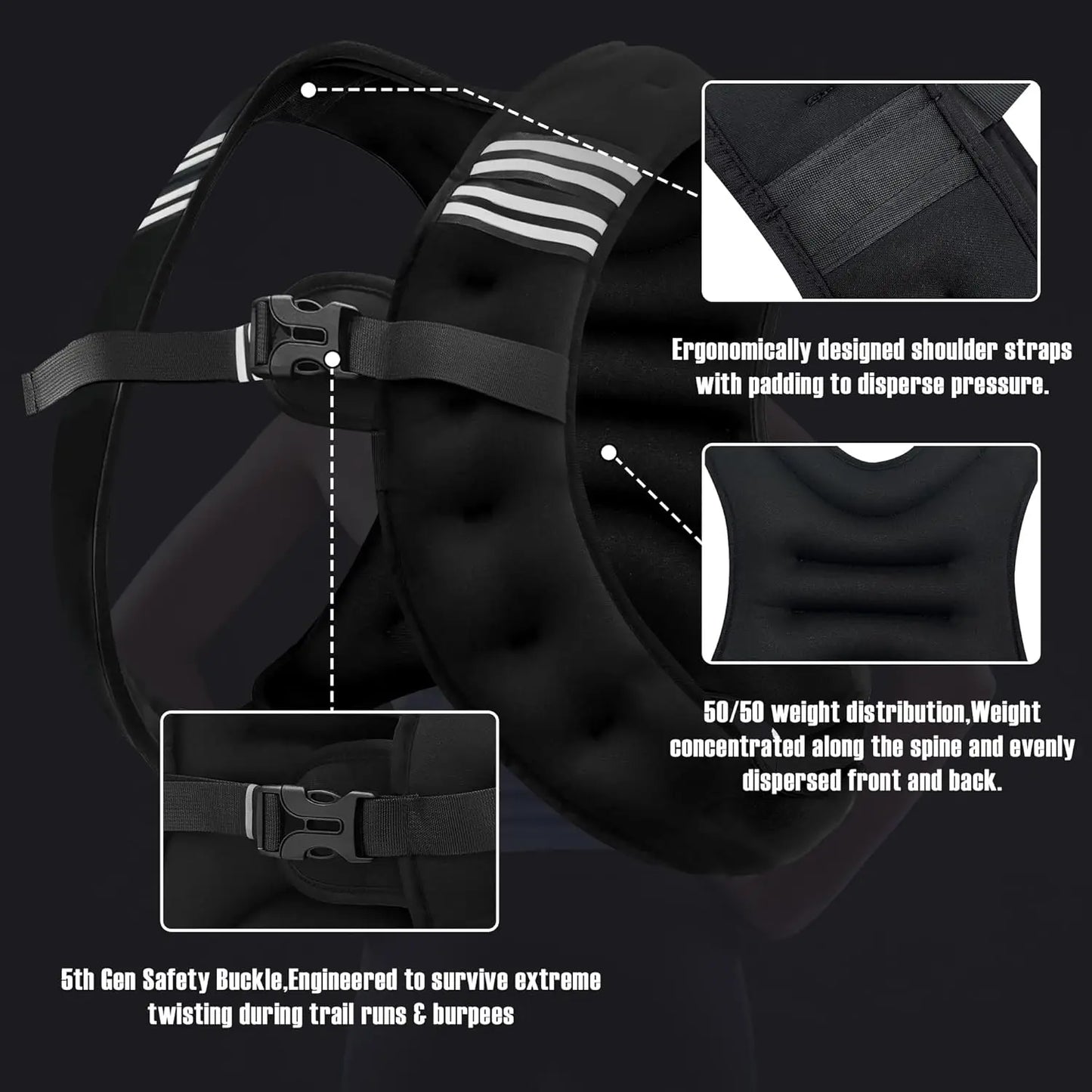 Weight Vest With Reflective Stripe For Strength Training Running Fitness