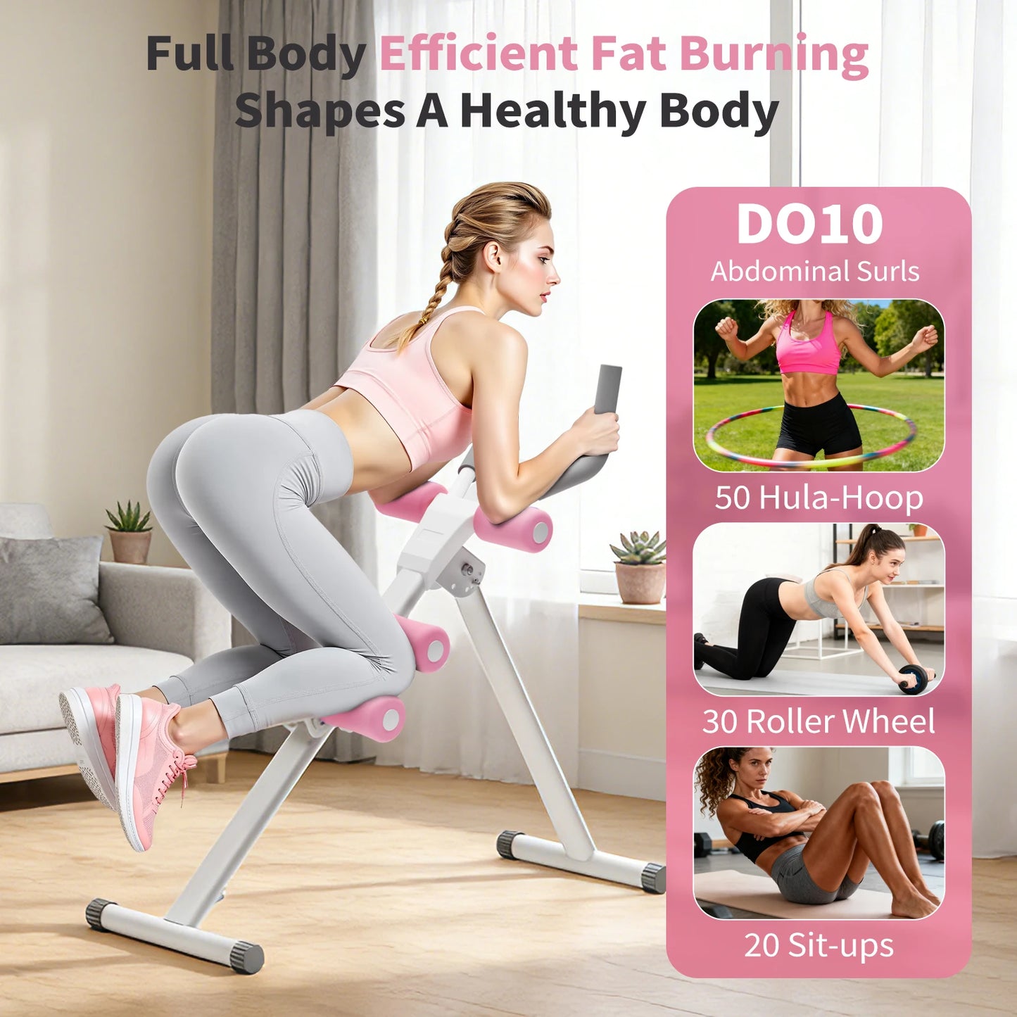 Foldable Abdominal Machine Core Workout Home Gym Equipment Waist Toner