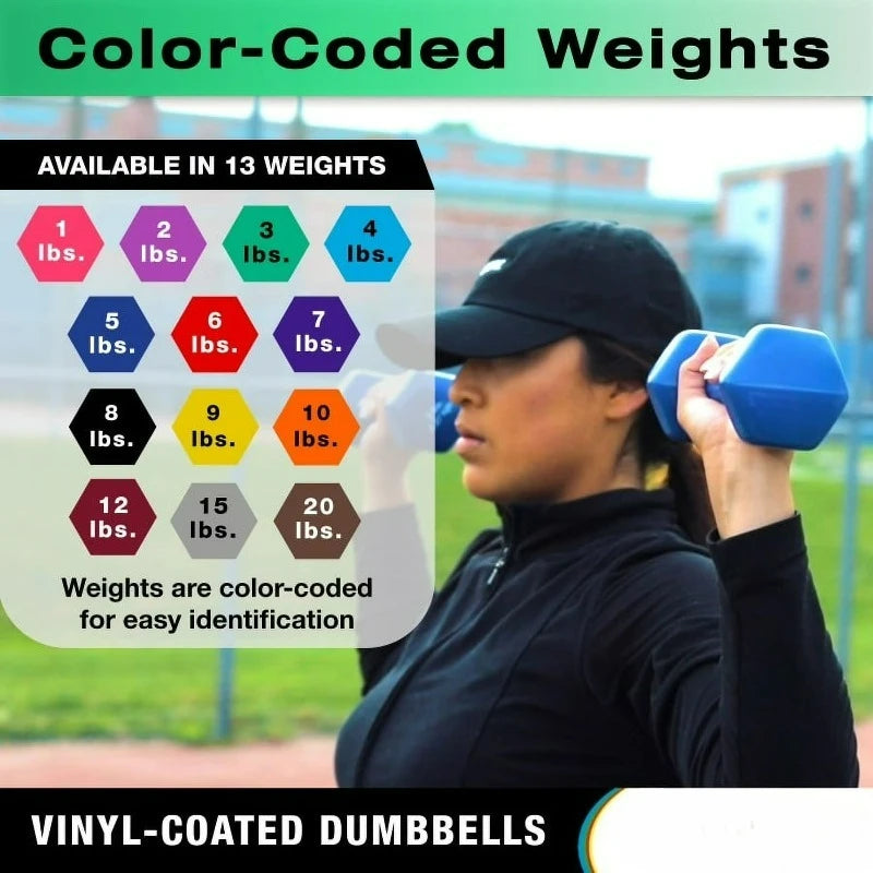 Green Vinyl Coated Cast Iron Dumbbell For Strength Training