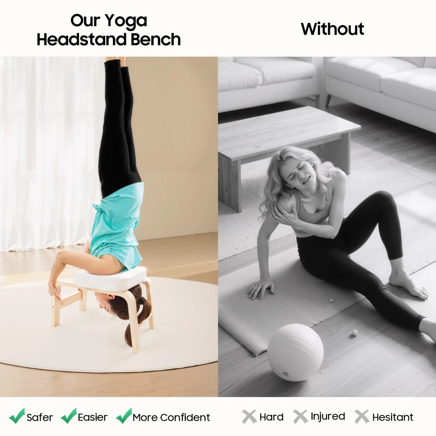 Yoga Headstand Bench Inversion Stool With Detachable Support Block