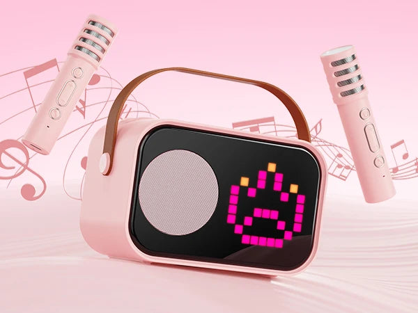 FanFun Portable Bluetooth Karaoke Machine With Two Wireless Microphones