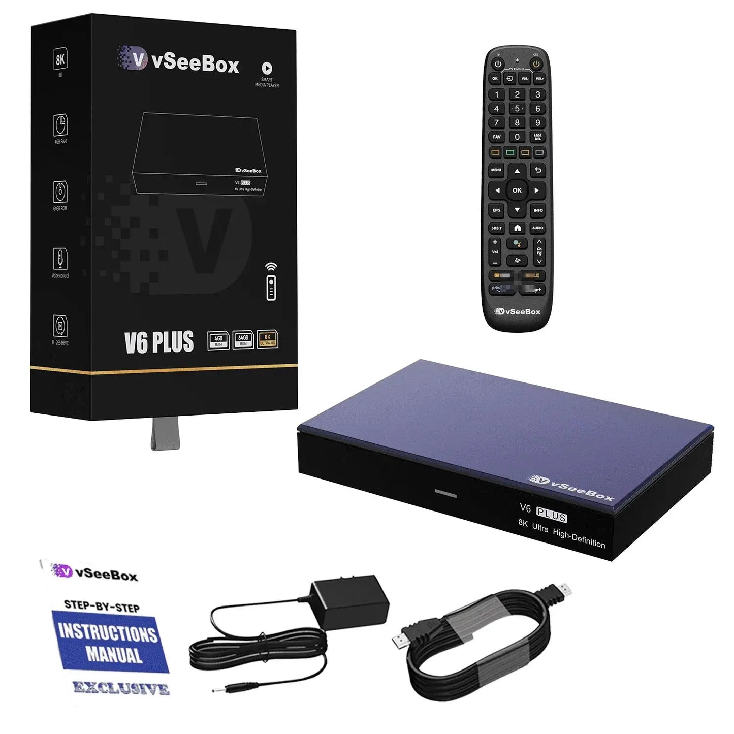 VSeeBox V6 Android TV Box 64GB Storage Voice Control Bluetooth