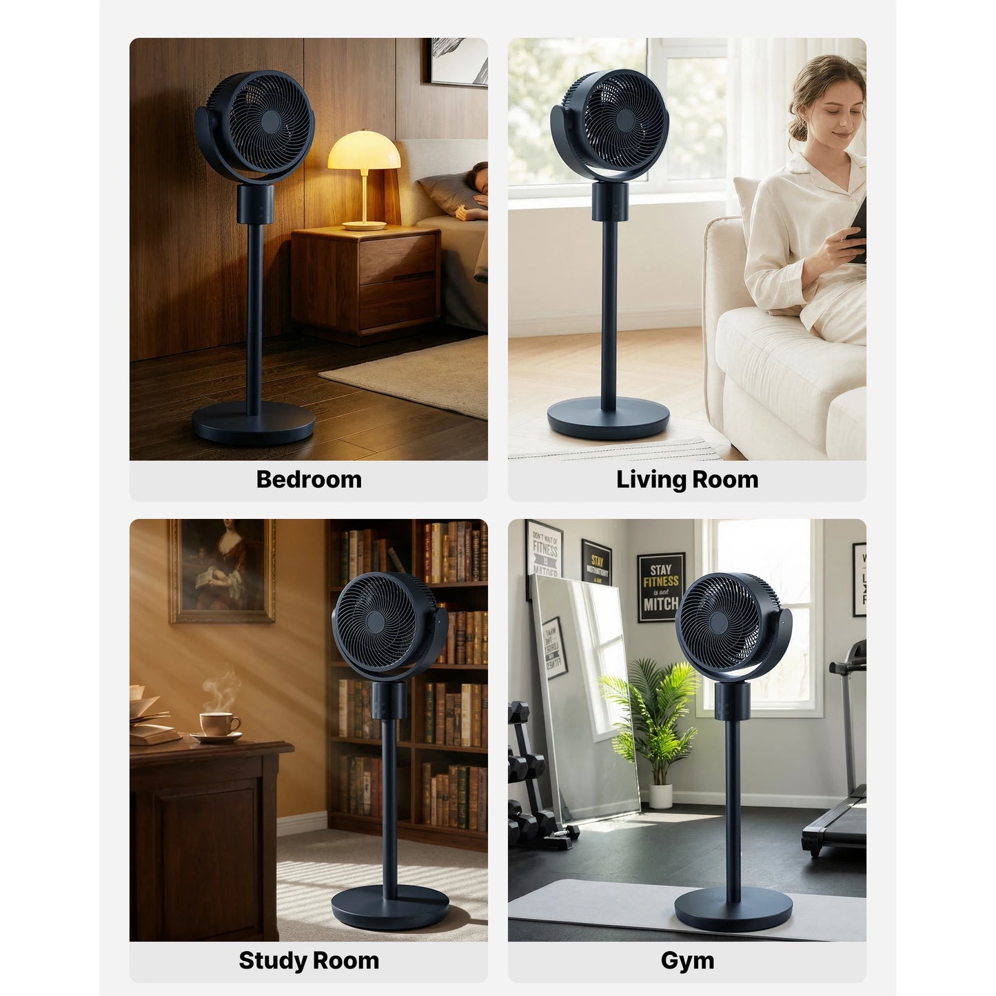 SucceBuy Pedestal Fan With DC Motor Remote Control Adjustable Height