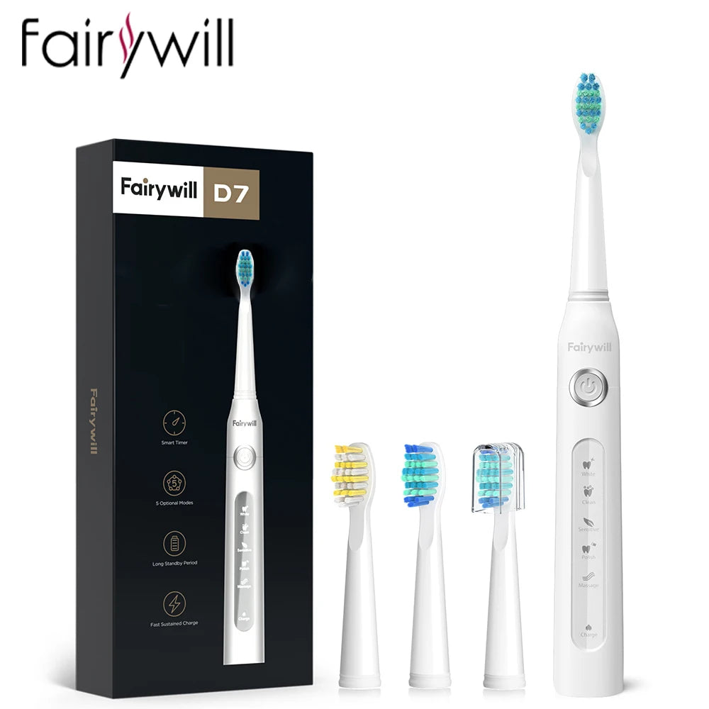Fairywill Electric Sonic Toothbrush FW507 Rechargeable Waterproof For Adults