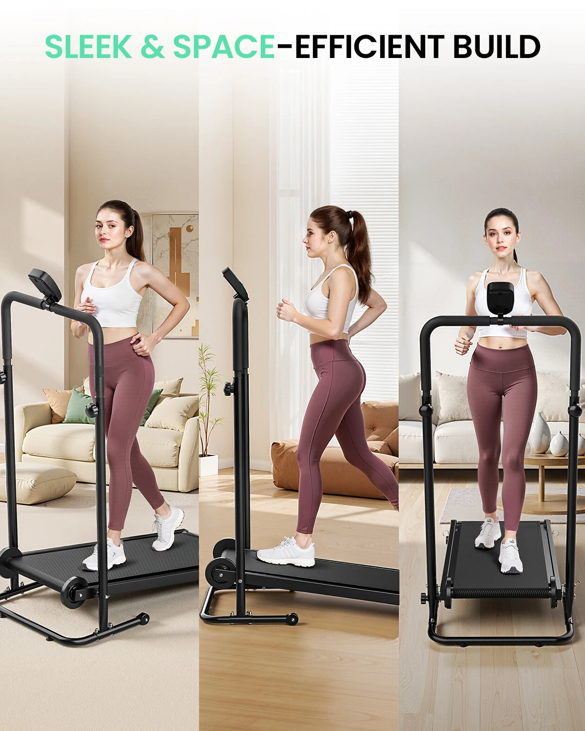 Akluer Non Electric Treadmill Motorless Foldable LCD Monitor Adjustable Incline