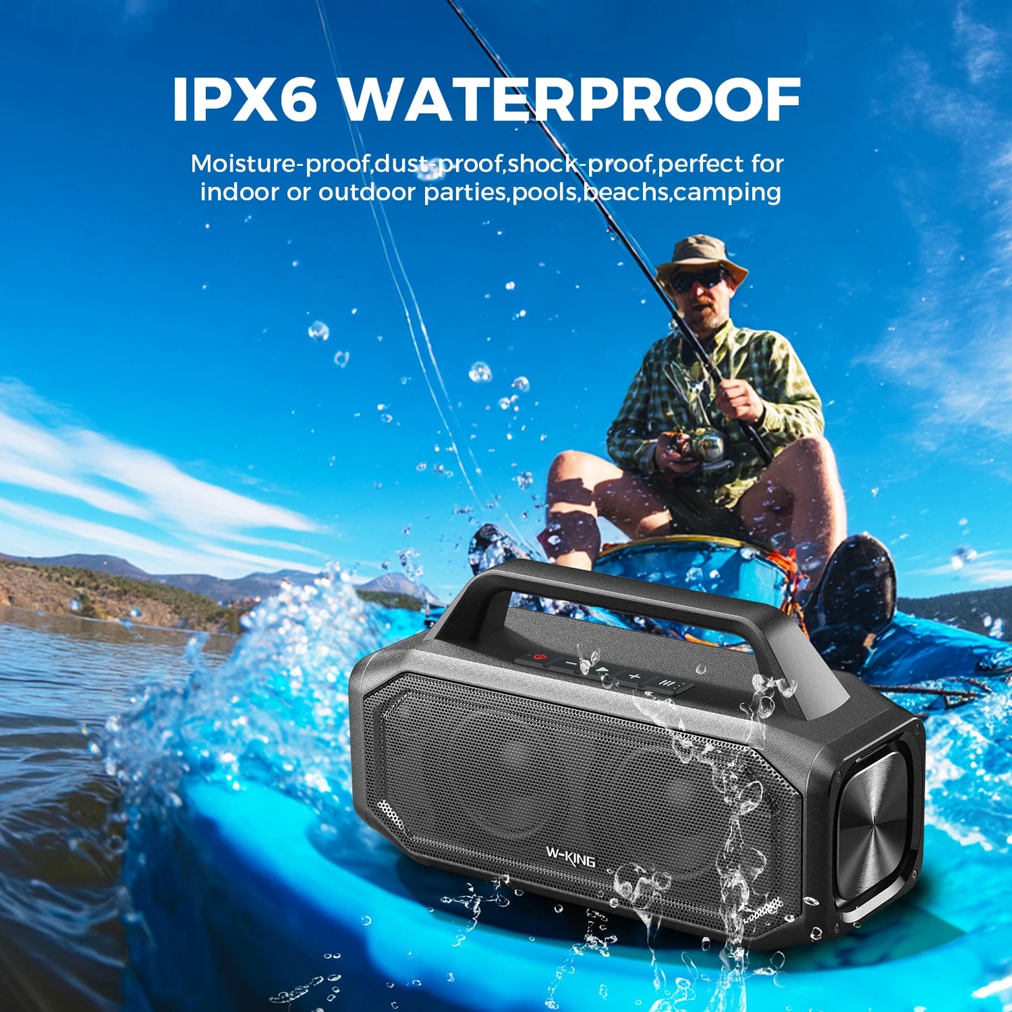 W-King 80W Portable Bluetooth Wireless Speaker Waterproof Bass Boost Outdoor