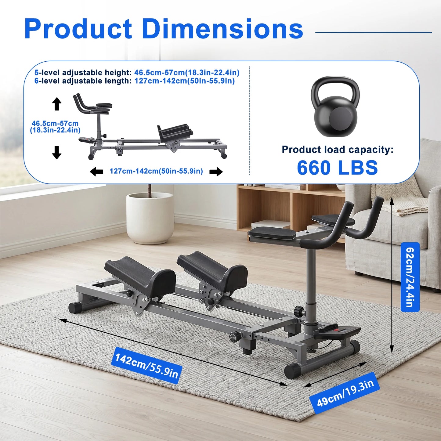 Adjustable Back Stretcher Crawling Machine Counter Home Gym Fitness Training