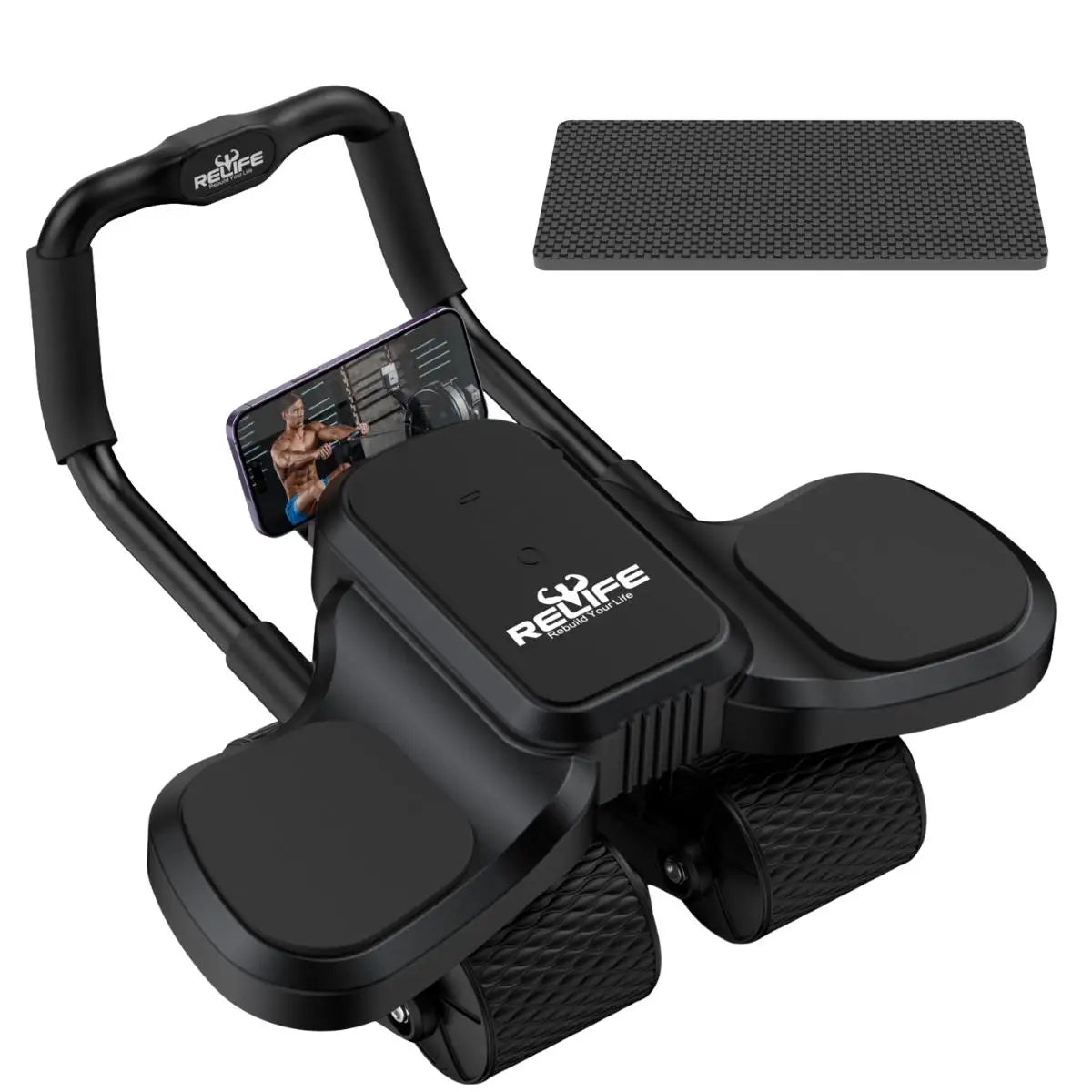 Automatic Rebound Four Wheel Ab Roller And Knee Mat