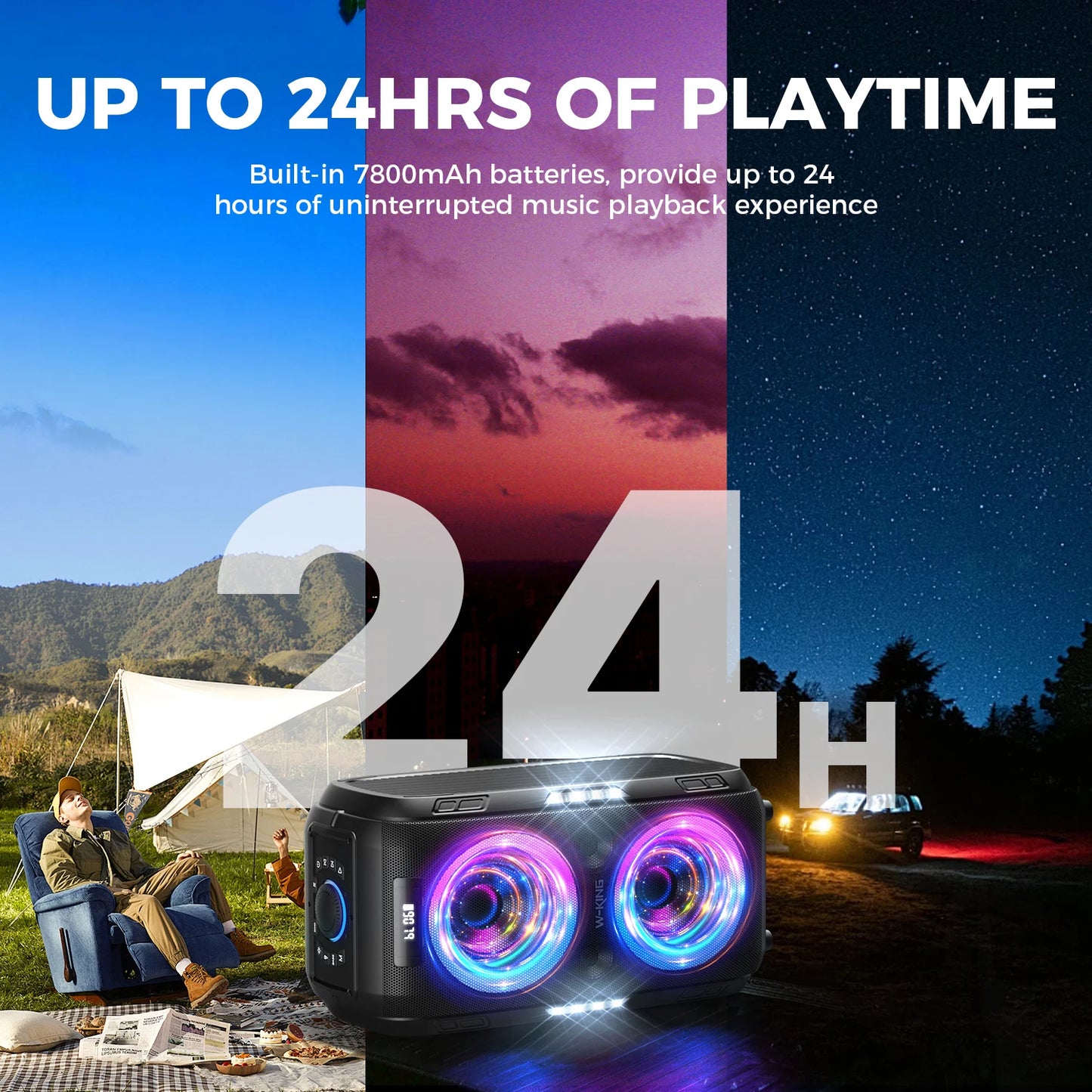 W King 250W Peak Portable Bluetooth Speaker With Bass