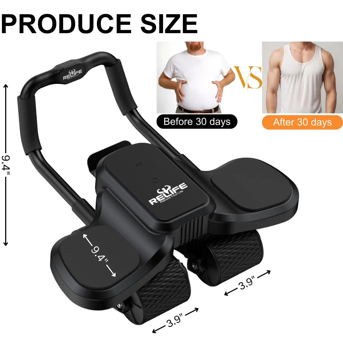 Automatic Rebound Four Wheel Ab Roller And Knee Mat