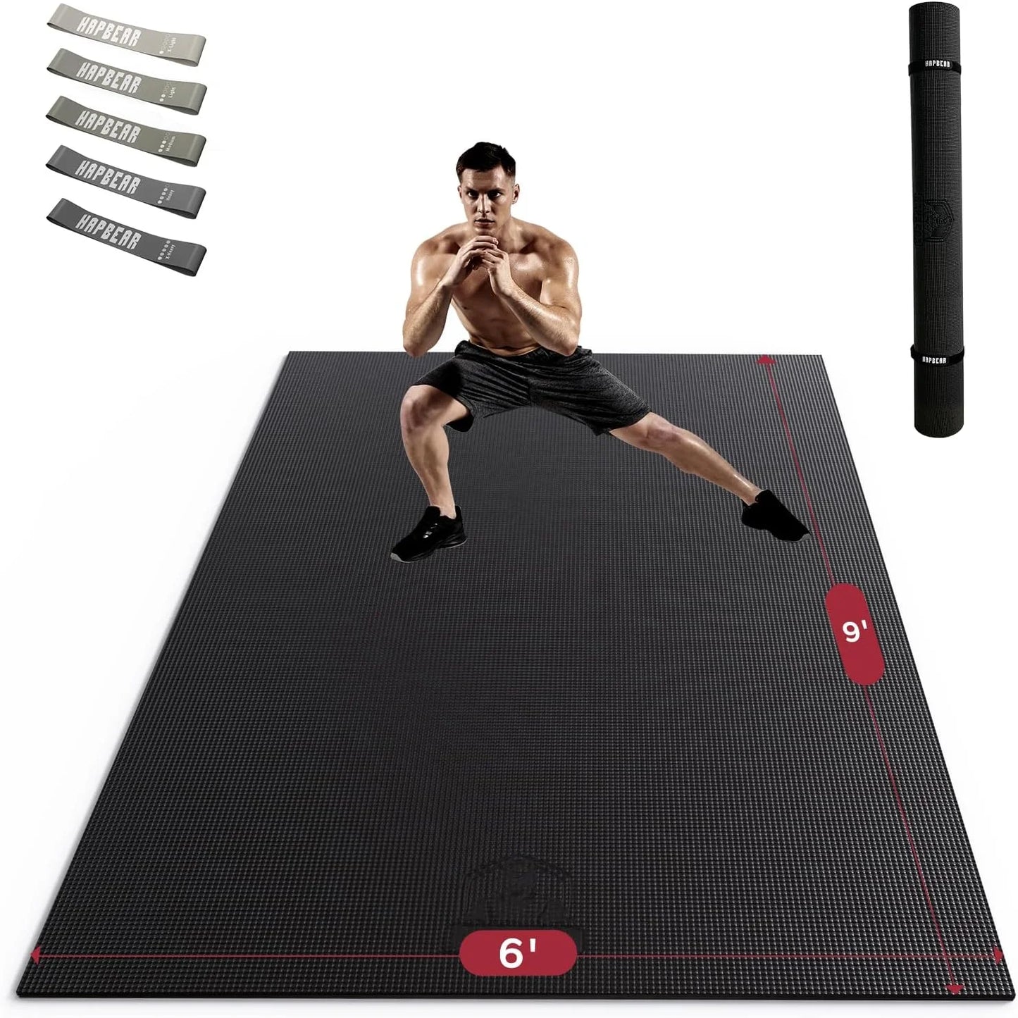 HAPBEAR Large Exercise Mat Non Slip Durable Thick Home Workout