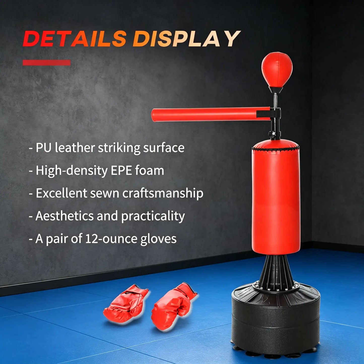 Freestanding Rotating Punching Bag With Speed Ball And Gloves