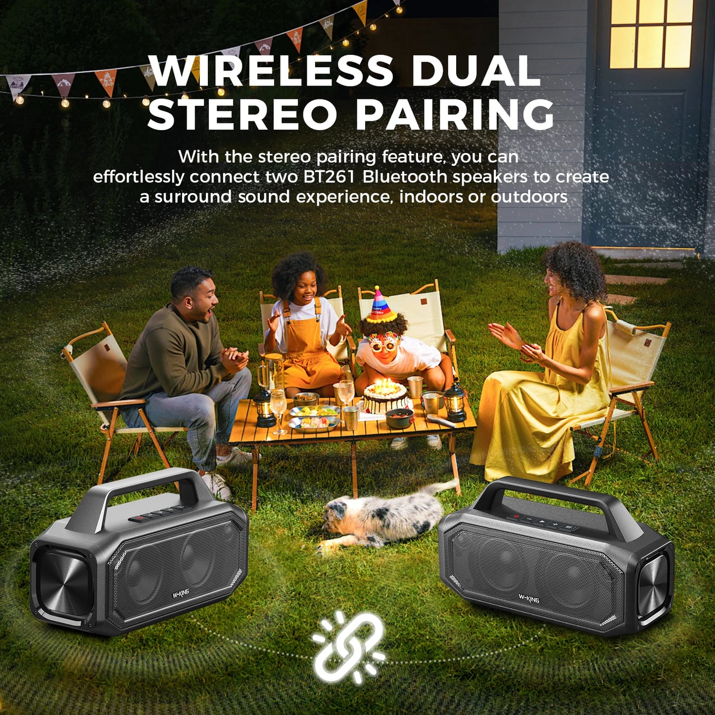 W-King Wireless Bluetooth Speaker 80W Portable IPX6 Reverse Charge Stereo