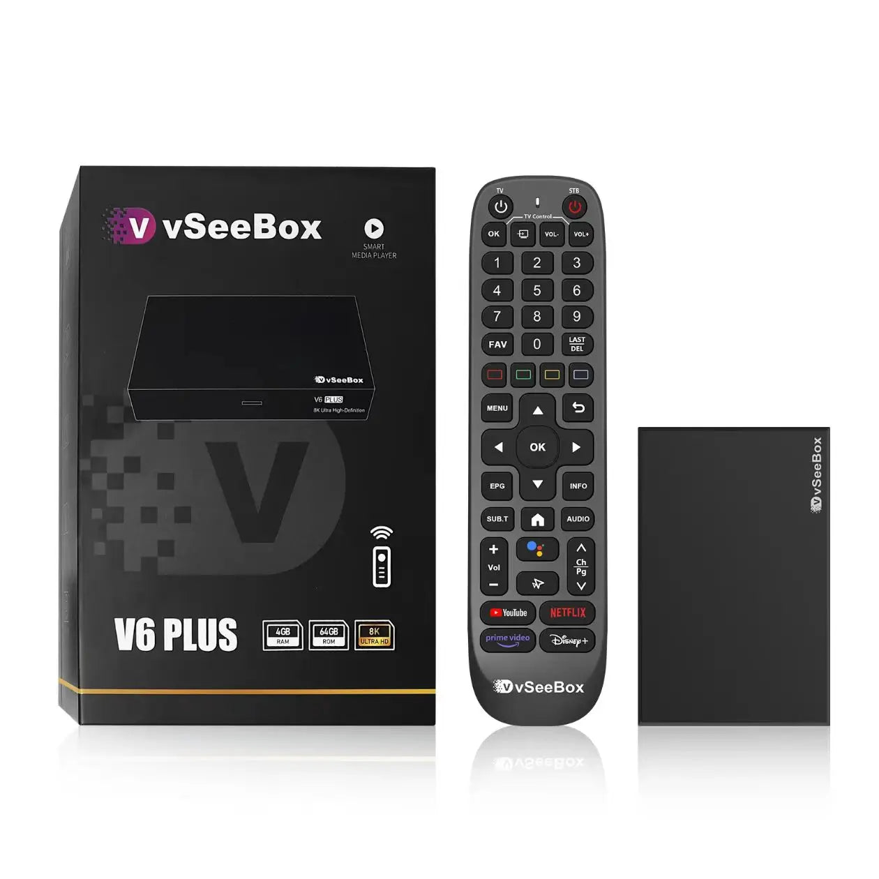 VSeeBox V6 Android TV Box 64GB Storage Voice Control Bluetooth