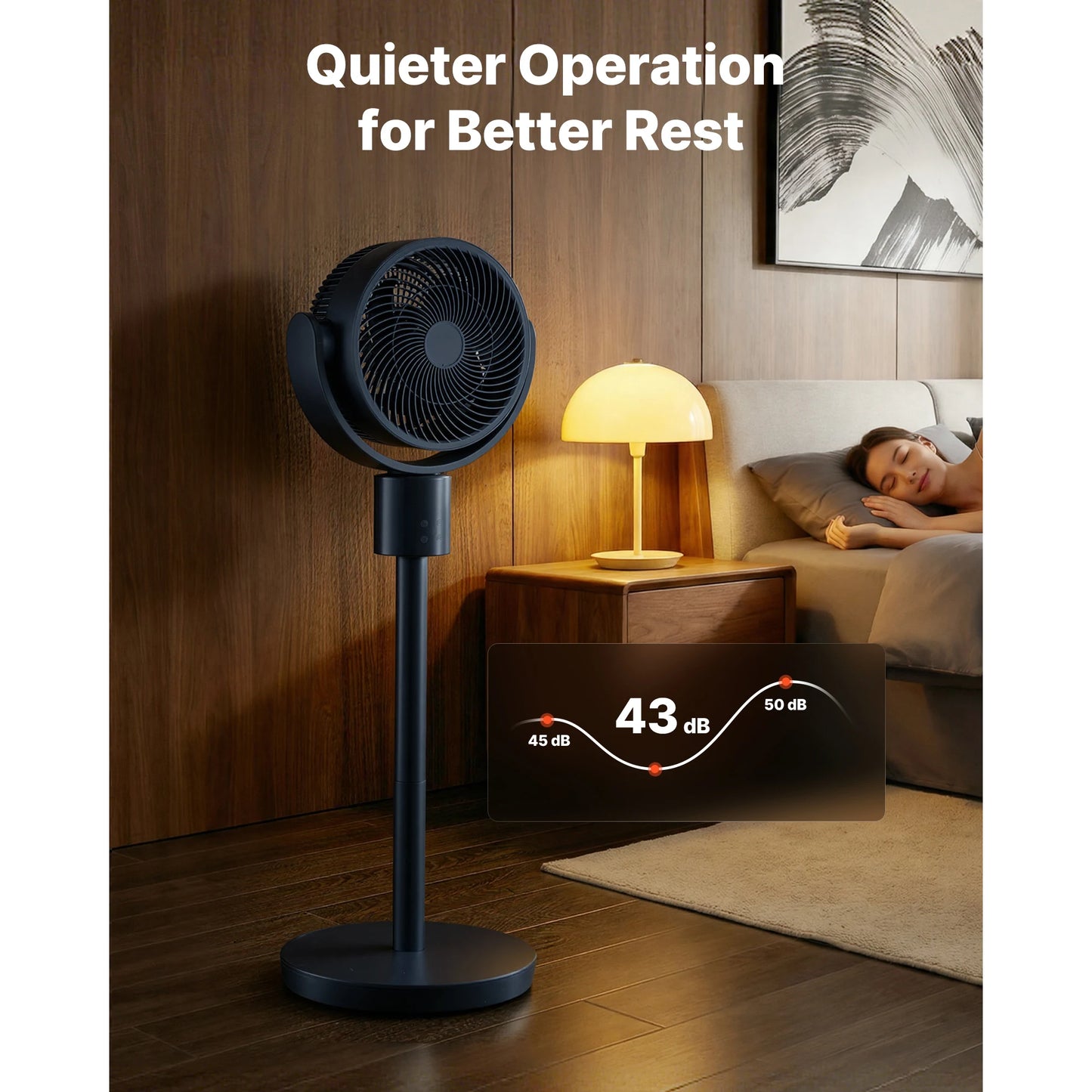 SucceBuy Pedestal Fan With DC Motor Remote Control Adjustable Height