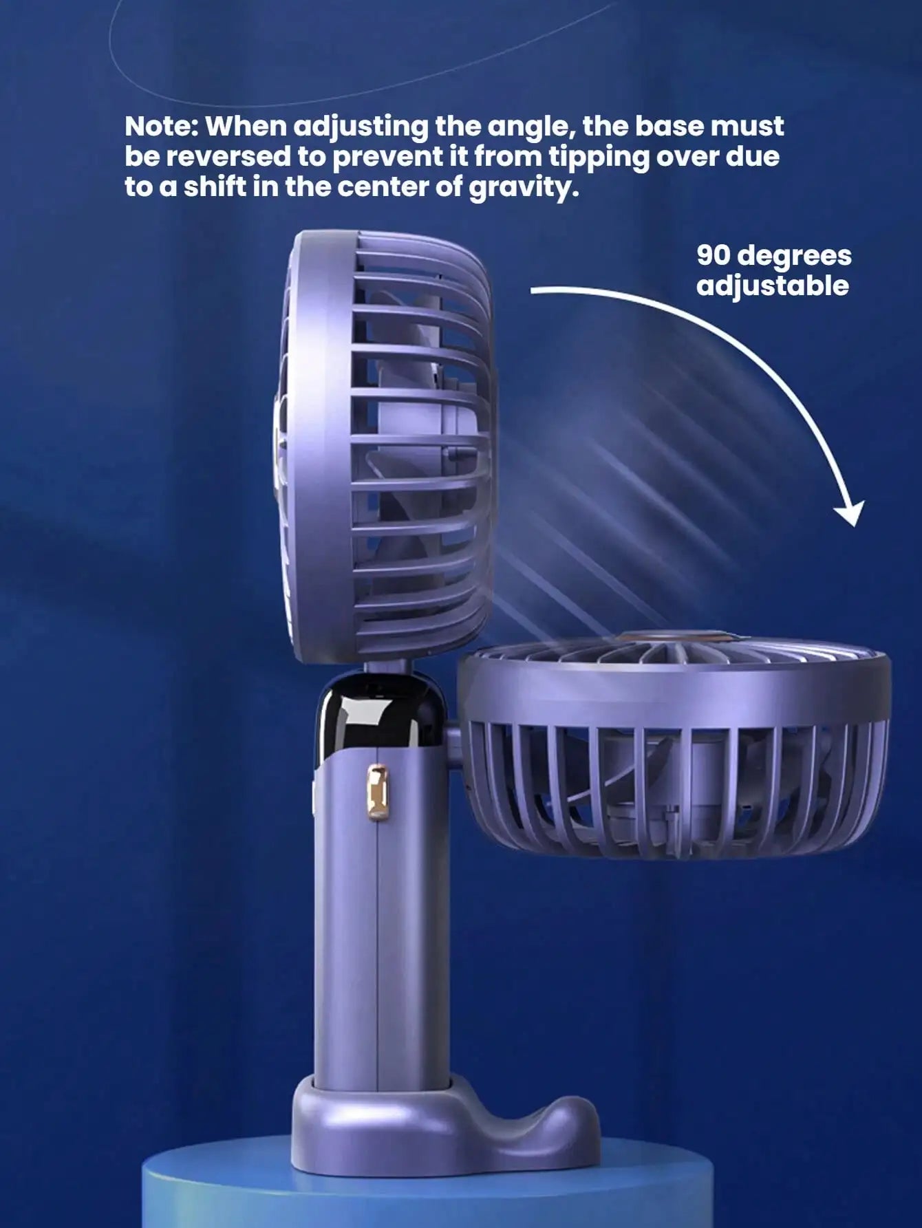 Handheld USB Rechargeable Mini Electric Fan Digital Display Neck Hanging