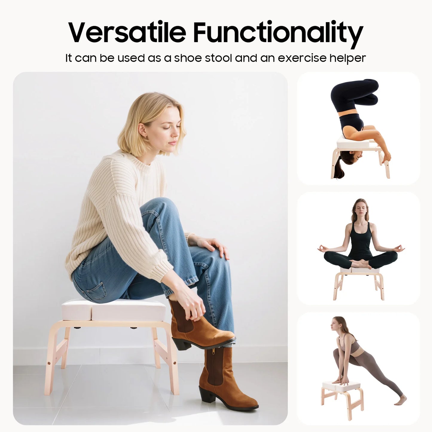 Yoga Headstand Bench Inversion Stool With Detachable Support Block