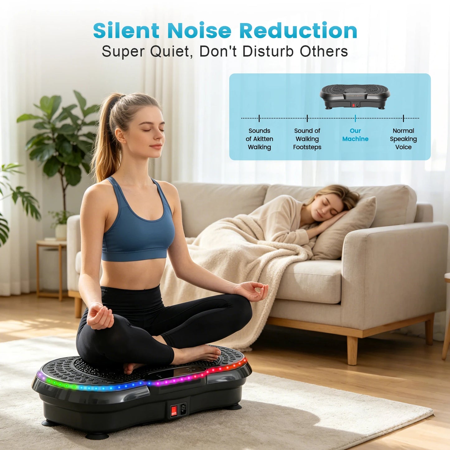 Smart Vibration Plate Exercise Machine With LED Light Strip