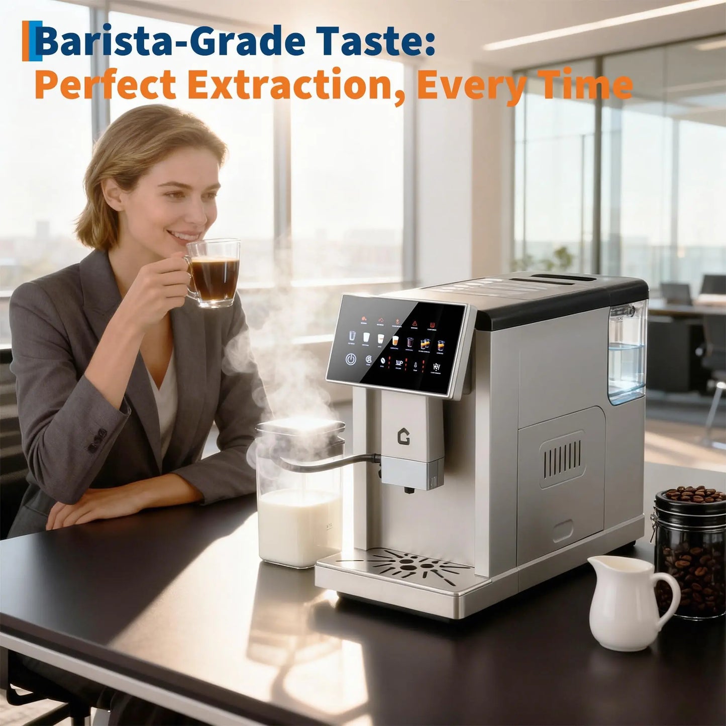 Adoolla Automatic Espresso Machine With Removable Grinder And Milk Frother