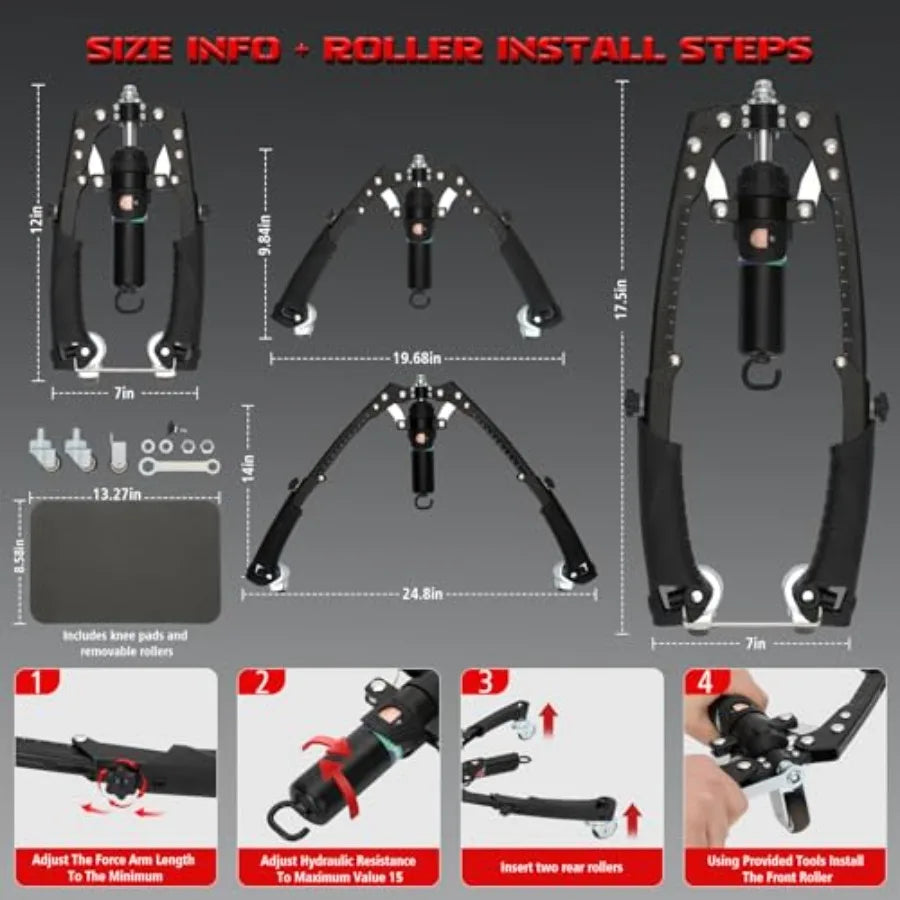 Adjustable Hydraulic Twister Arm Trainer Chest Workout With Ab Roller