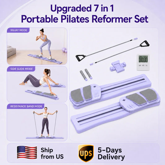 Upgraded 7 In 1 Portable Pilates Reformer Set By Wsuel