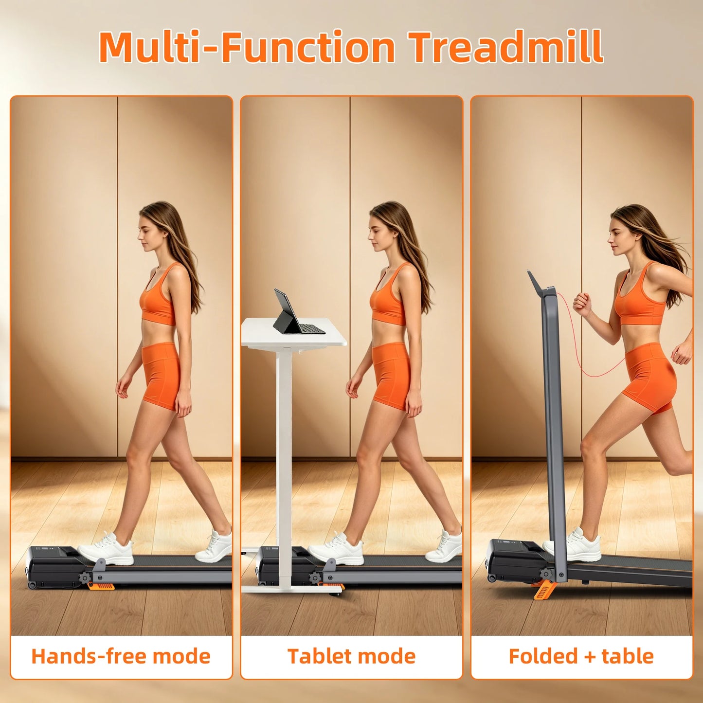 Foldable Indoor Treadmill With 3HP Motor And Manual Incline
