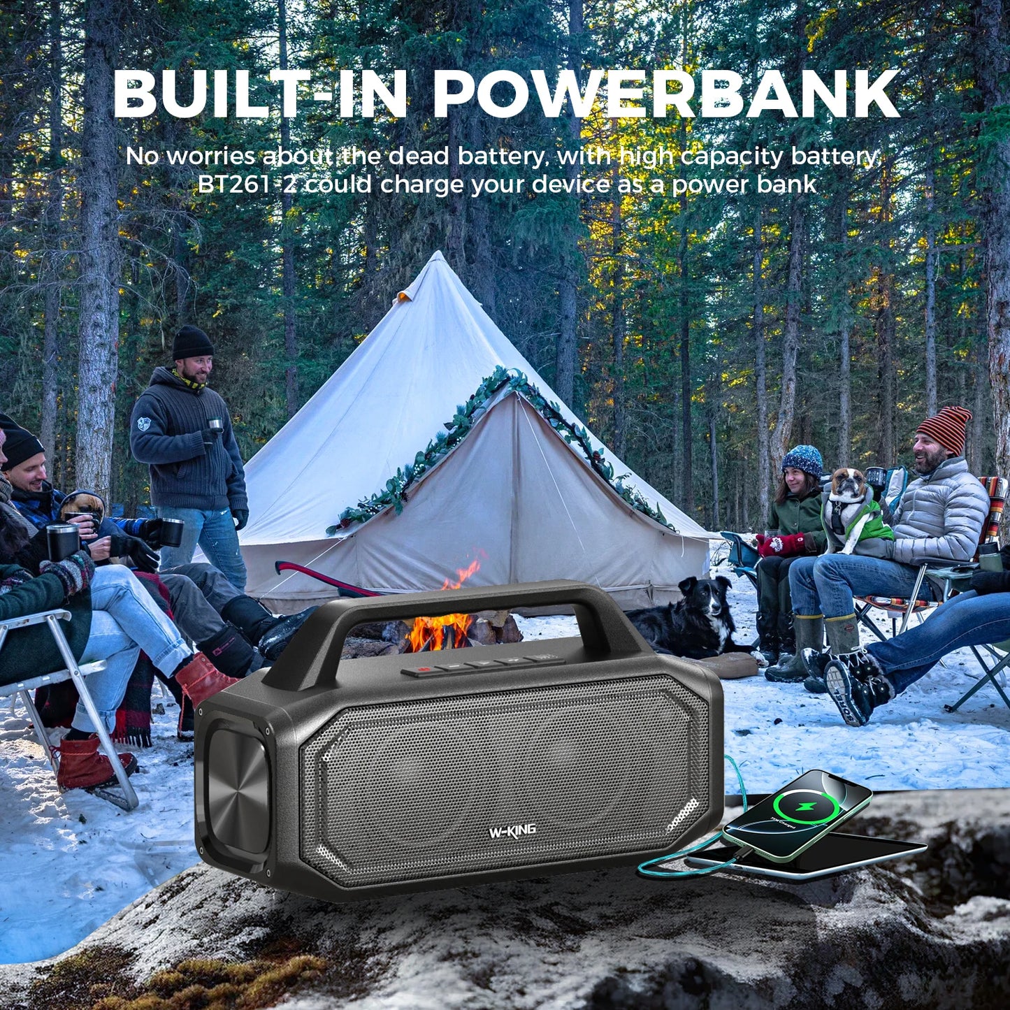 W-King 80W Portable Bluetooth Wireless Speaker Waterproof Bass Boost Outdoor