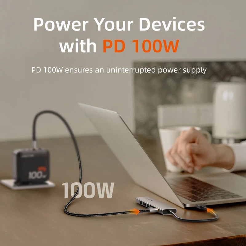 CABLETIME Multiport USB C Hub 4K HDMI 100W Power Dock
