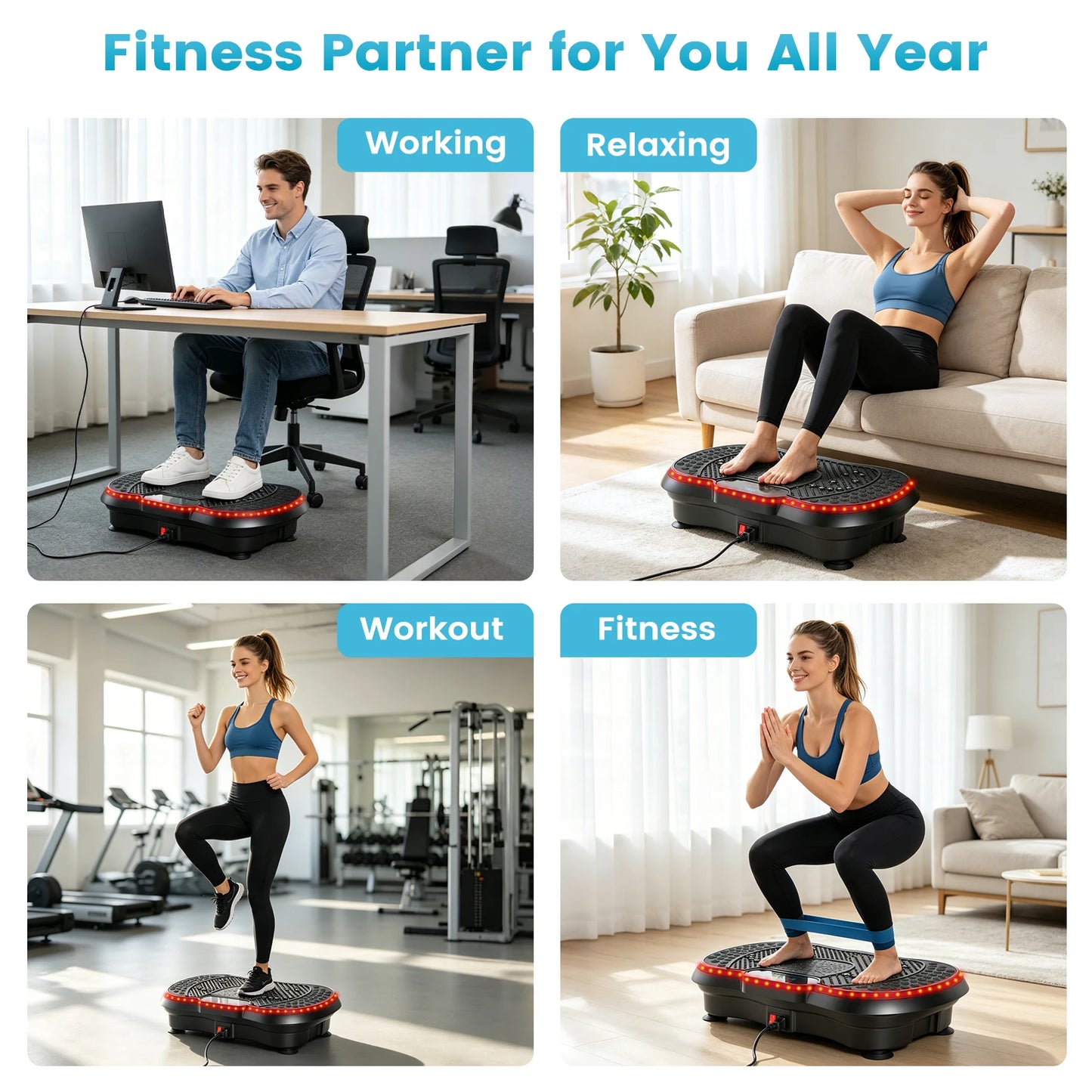 Smart Vibration Plate Exercise Machine Deep Muscle Full Body Fitness Platform