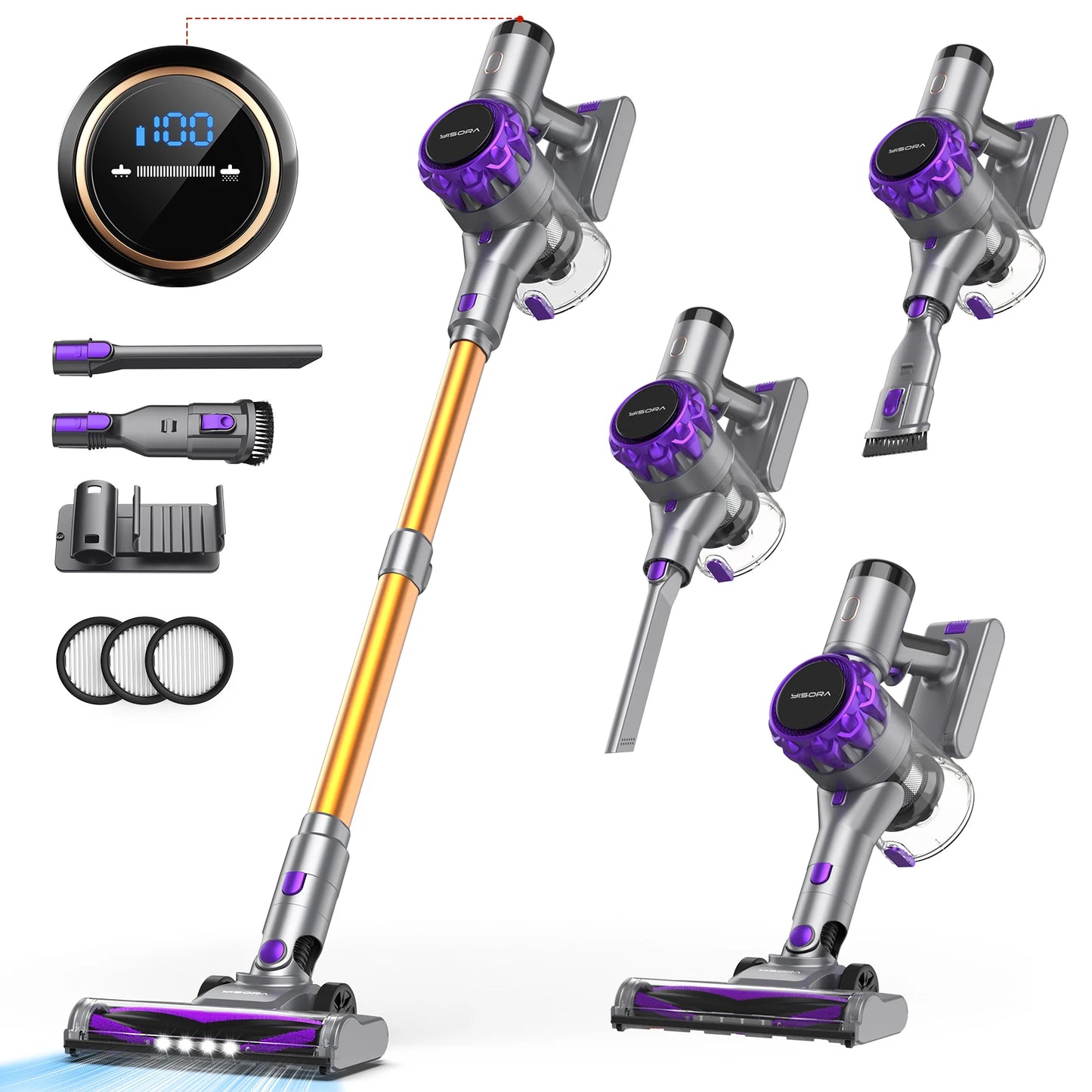 INSE S3P Cordless Stick Vacuum With LED Display Free Standing