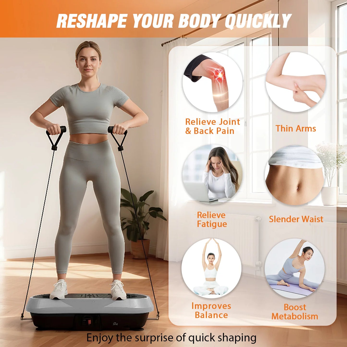 Portable Vibration Plate Machine Full Body Workout Weight Loss Training