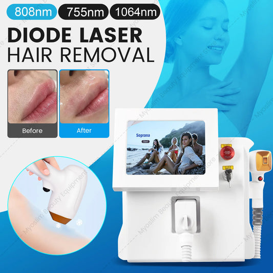 Myoslim 3 Wavelength Diode Permanent Hair Removal Machine Ice Cooling