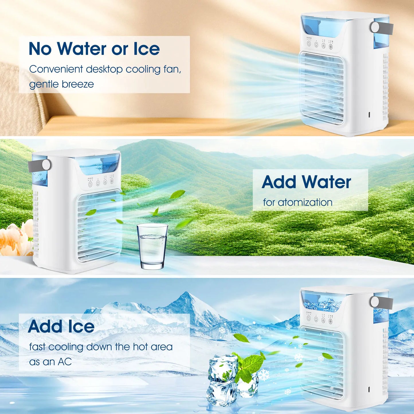 AFDEAL Portable Desktop Humidifier Fan Cooling Water Tank For Bedroom
