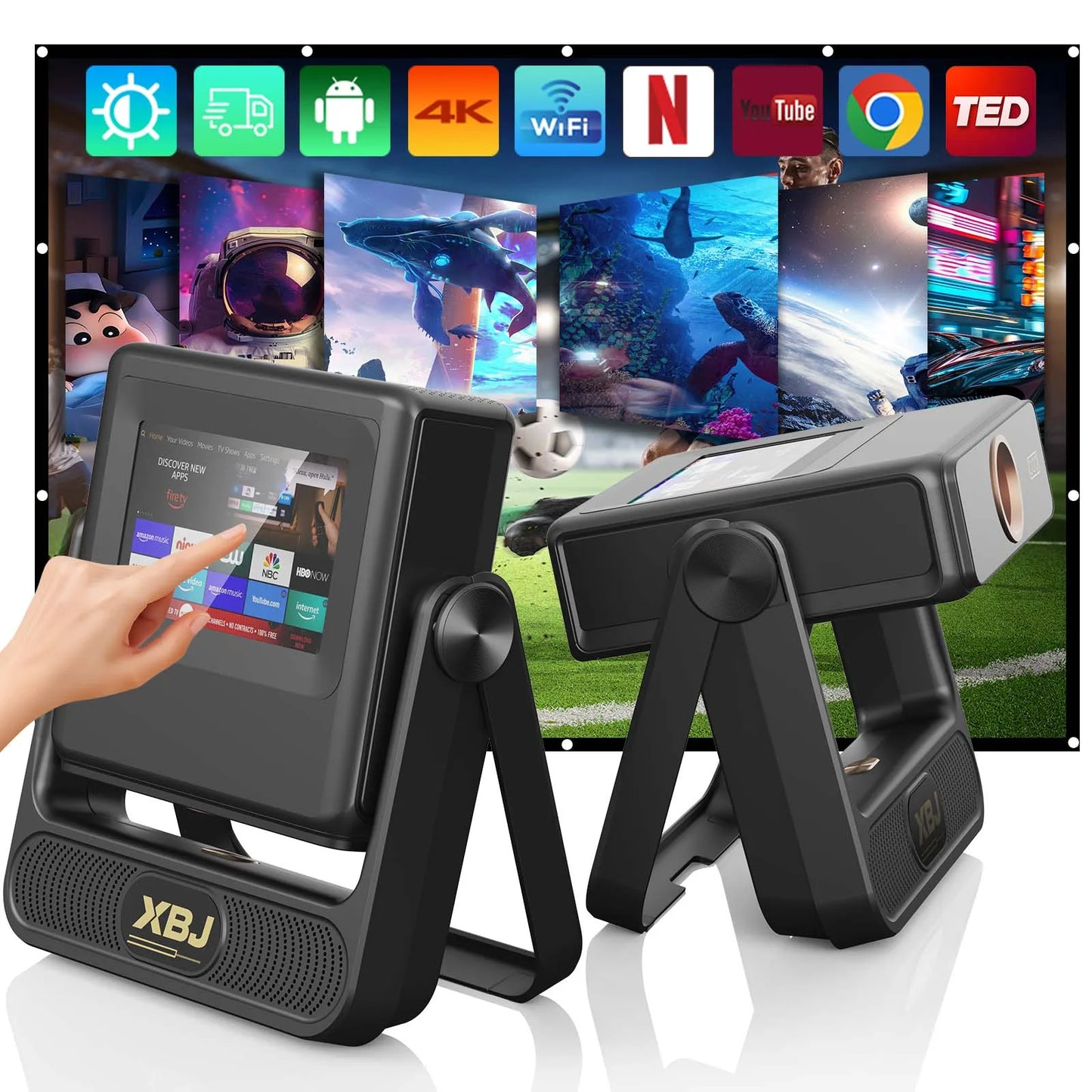 XBJ A5Pro Wifi6 Smart Projector Auto Focus 1080p Home Cinema