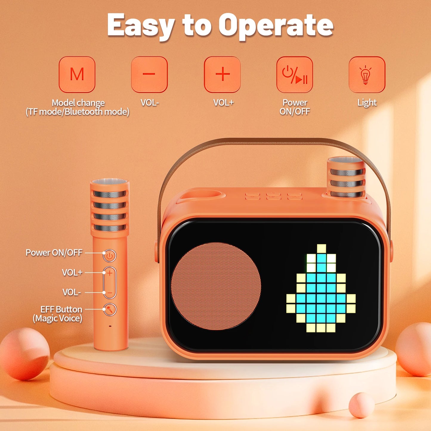 FanFun Portable Bluetooth Karaoke Machine With Two Wireless Microphones