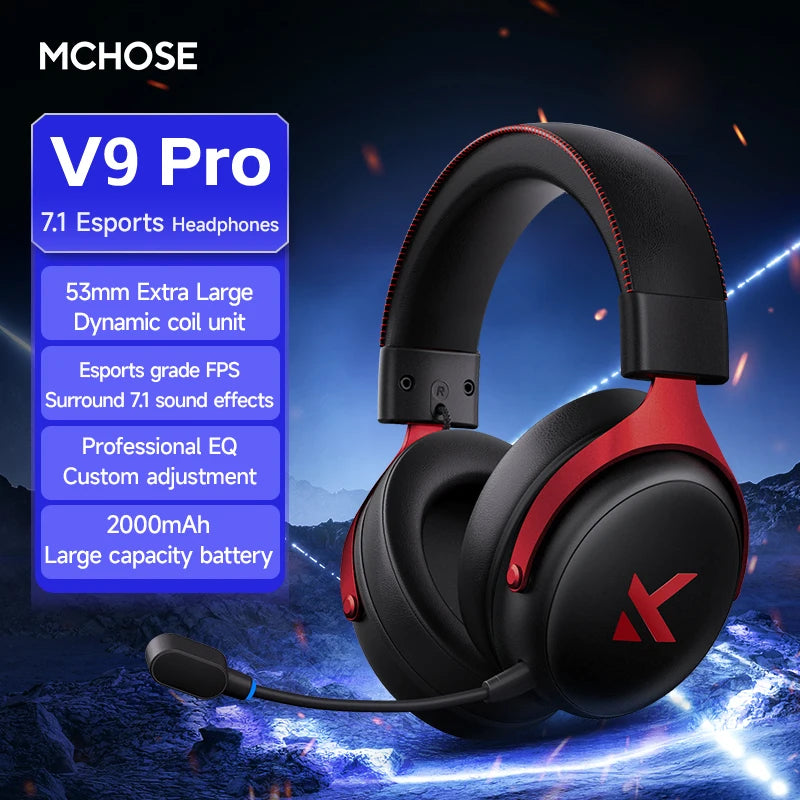MCHOSE V9 Pro Wireless Gaming Headset Surround Sound Noise Canceling