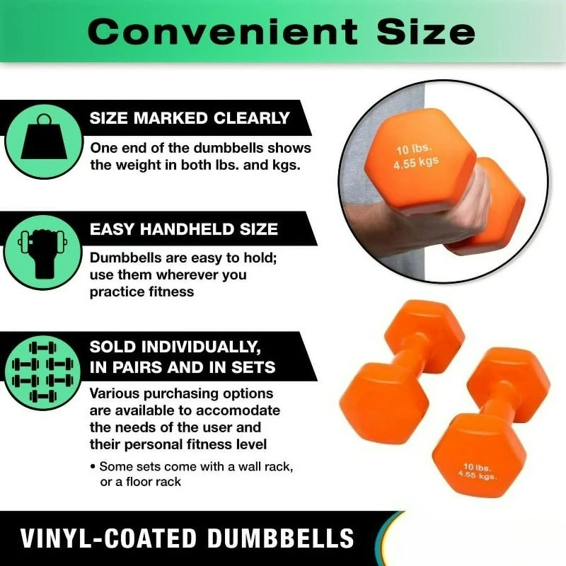 Green Vinyl Coated Cast Iron Dumbbell For Strength Training