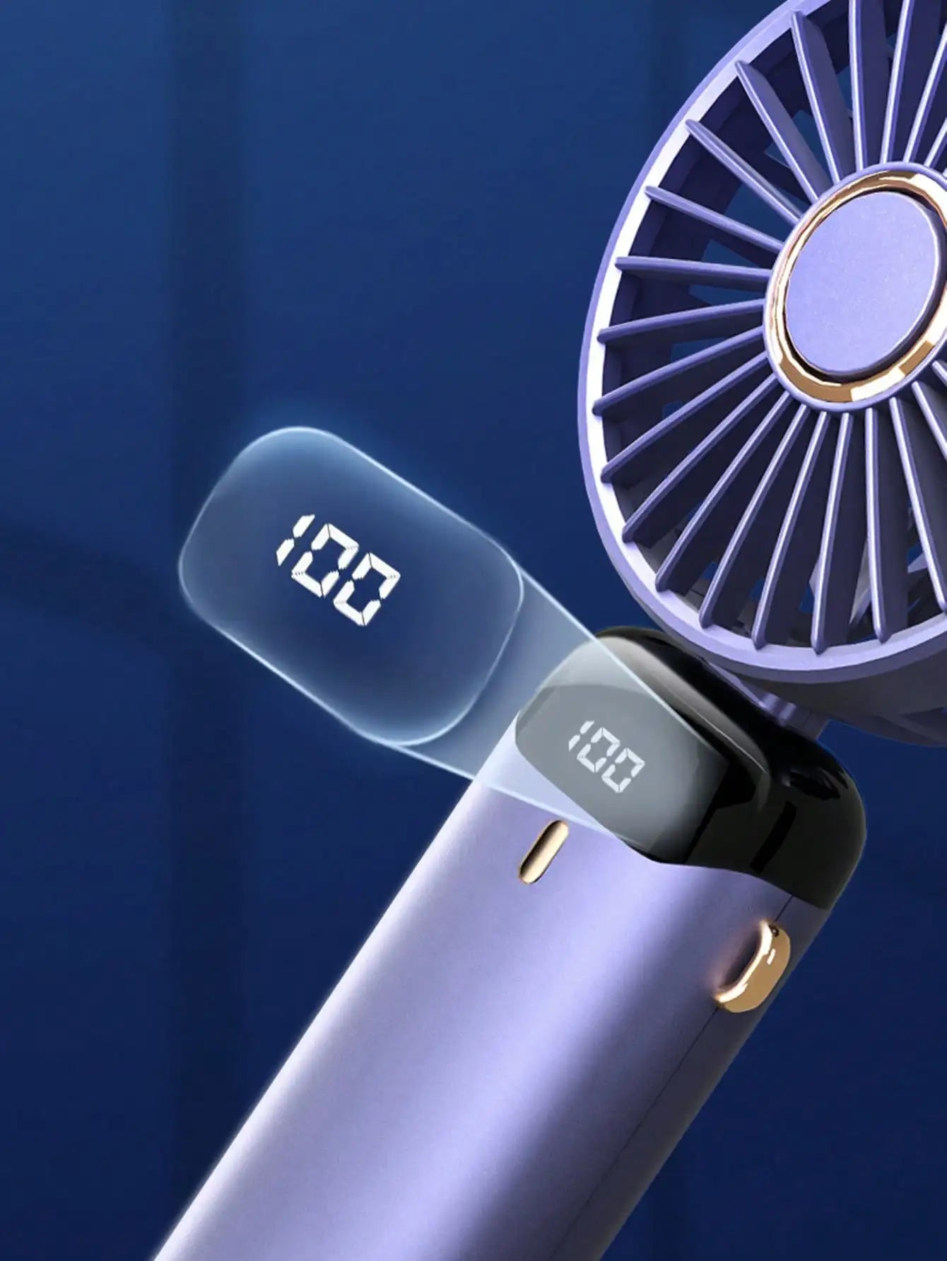 Portable Rechargeable USB Electric Fan With Digital Display Adjustable Speed