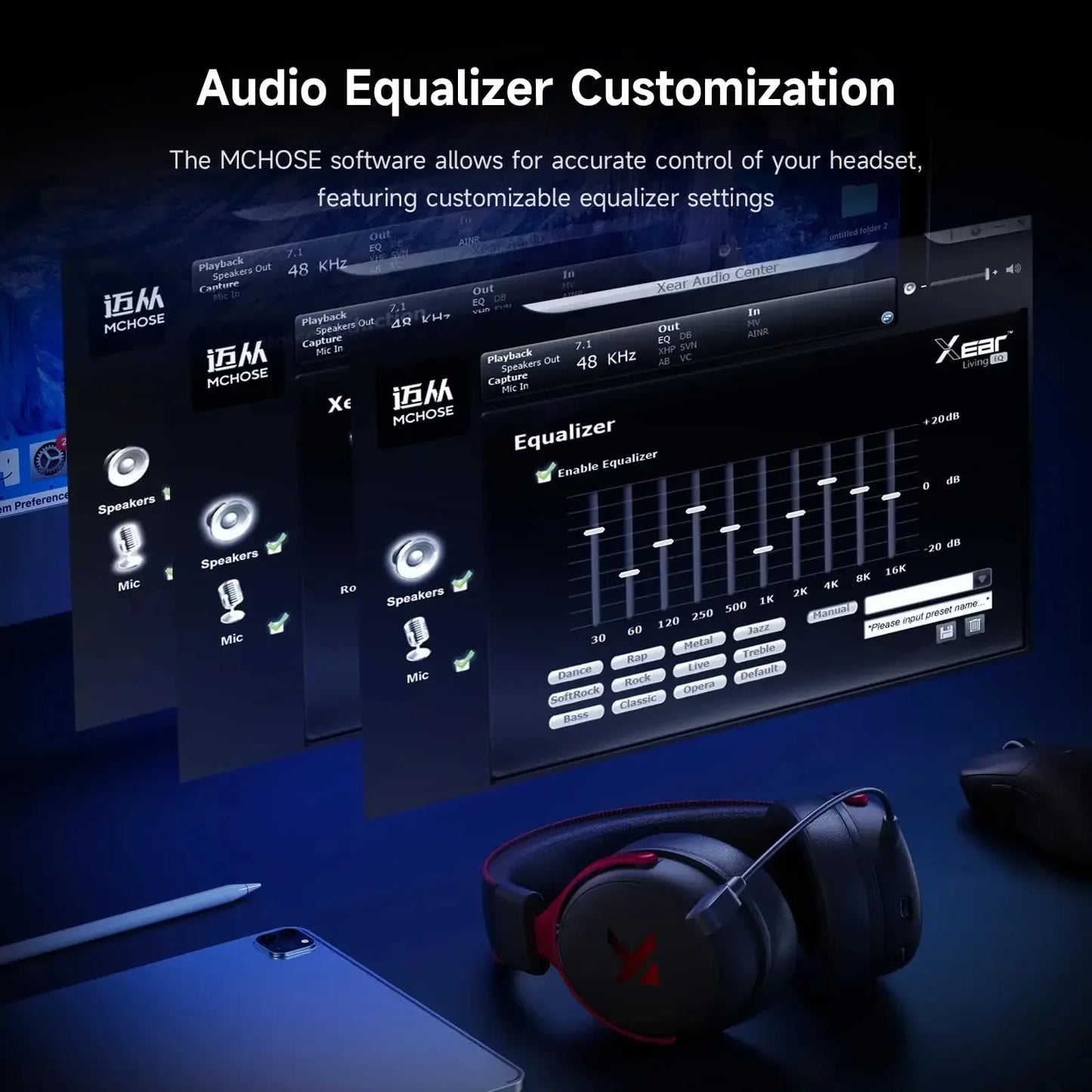 MCHOSE V9 Pro Wireless Gaming Headset Surround Sound Noise Canceling