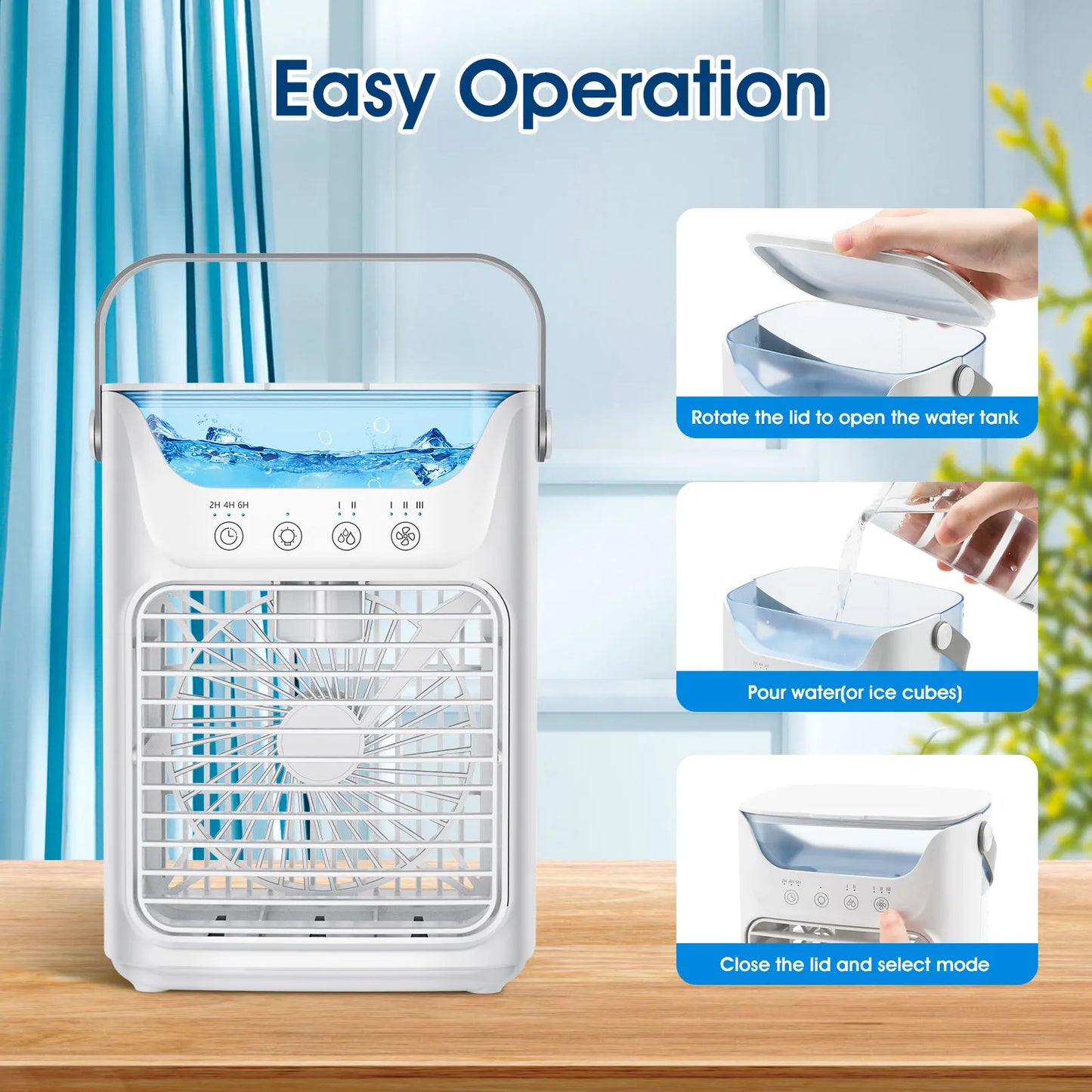 AFDEAL Portable Desktop Humidifier Fan Cooling Water Tank For Bedroom