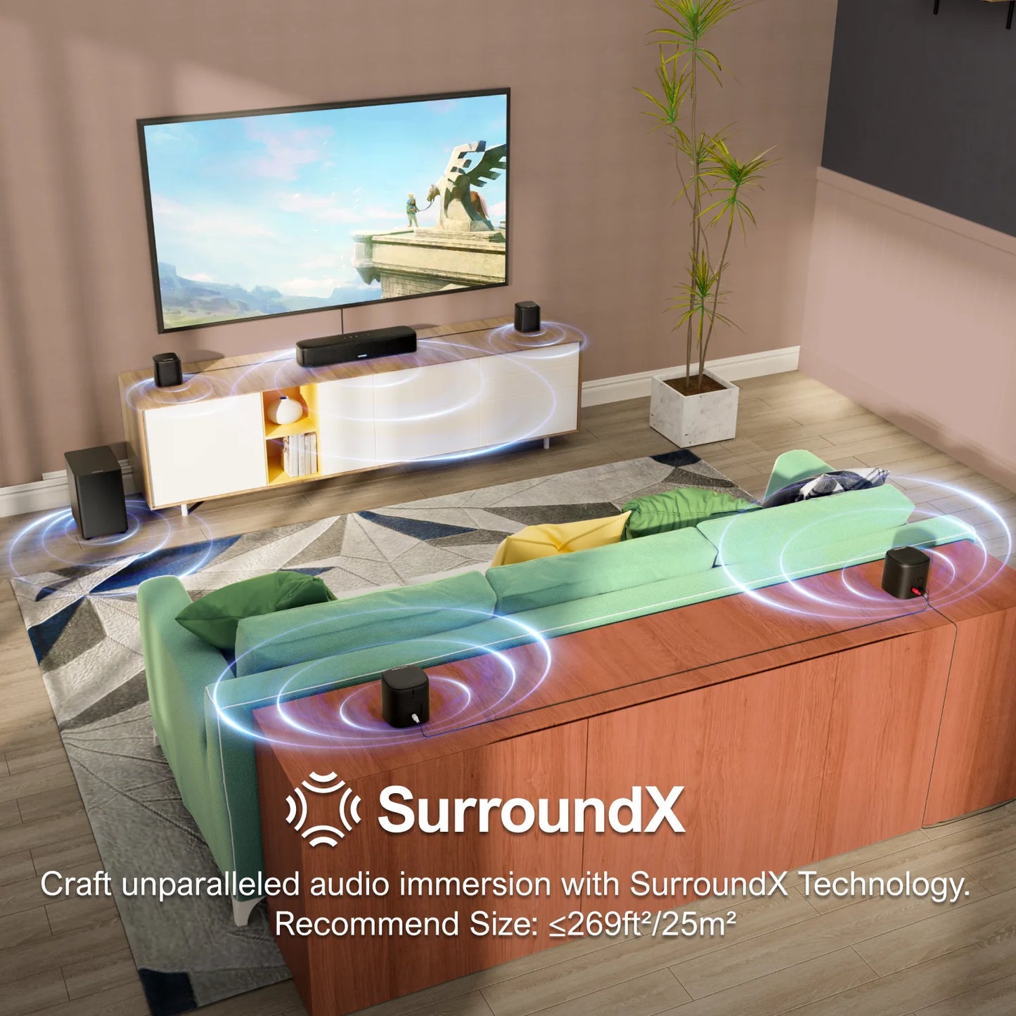 ULTIMEA 330W Home Theater 7.1CH Virtual Surround Soundbar Subwoofer
