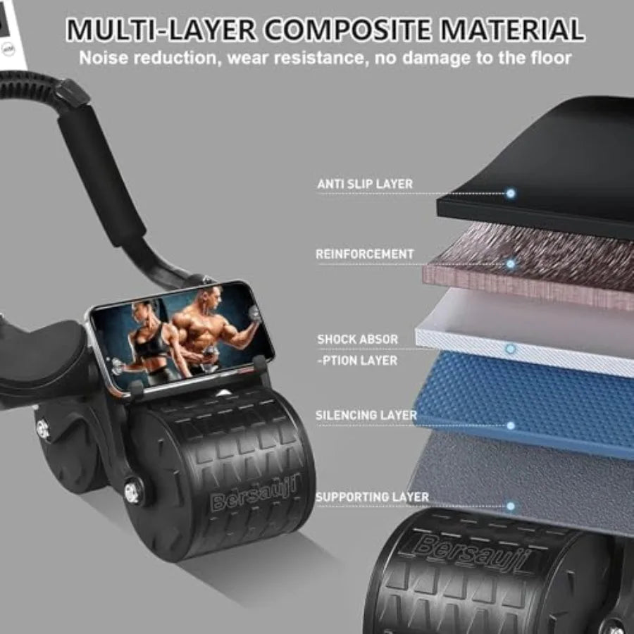 Upgraded Automatic Rebound Ab Roller Wheel with Knee Mat